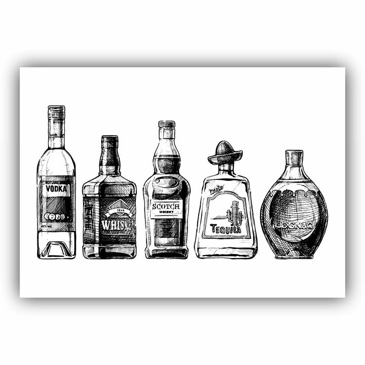 Skitseret alkoholflasker